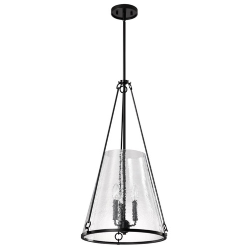 60-8257 - Valentine 3-Light 16in Large Pendant Black Finish Hammered Glass 180W Max - Satco/Nuvo
