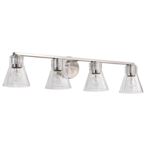 60-8334 - Gianna 4-Light Vanity 33.25in Brushed Nickel Clear Glass 60W Max E26 - Satco/Nuvo