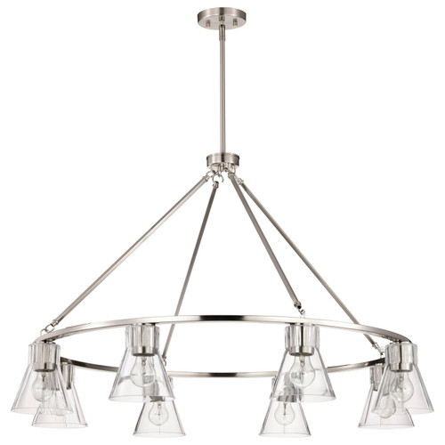 60-8336 - 8-Light Chandelier 40in Wide 60W Max E26 Brushed Nickel Clear Glass - Satco/Nuvo