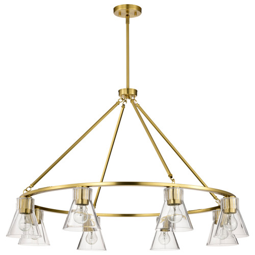 60-8346 - 8 Light Chandelier 40in Vintage Brass Finish Clear Glass 60W Max - Satco/Nuvo