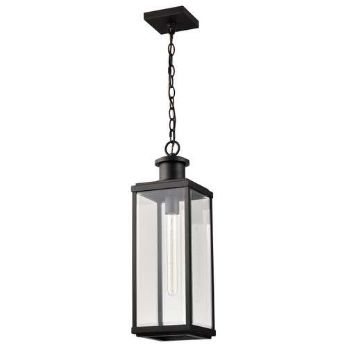 60-8514 - Luca 1-Light Outdoor Hanging Pendant 100W Max Sand Black Clear Beveled Glass - Satco/Nuvo