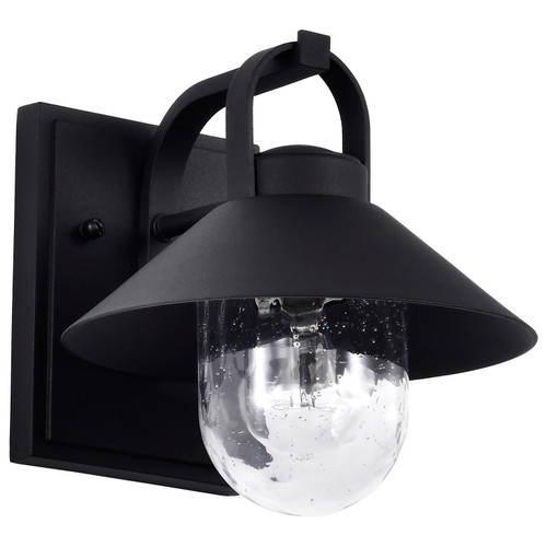60-8540 - Ridge Small Outdoor Wall Lantern Black Finish Clear Seeded Glass 1-Light 40W Max E26 - Satco/Nuvo