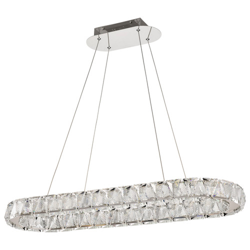 62-2443 - 36 Inch LED Oval Pendant Polished Nickel K9 Crystal - Satco/Nuvo