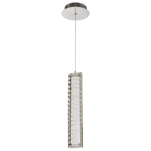 62-2445 - 16 Inch LED Mini Pendant 12W 3000K 960 Lumens Polished Nickel K9 Crystal - Satco/Nuvo