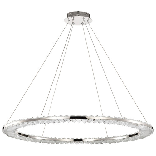 62-2447 - 36 Inch LED Round Pendant 48W 3000K 3840 Lumens Polished Nickel K9 Crystal - Satco/Nuvo