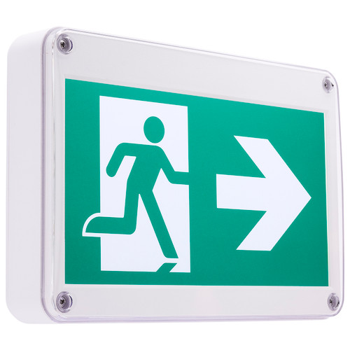 67-561 - Running Man Green LED Exit Sign 120/347V 2HR Battery Backup Wet Location IP65 - Satco/Nuvo