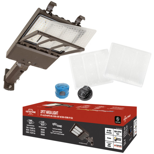 KT-ALED140PS-M2-OSB-USF-8CSB-VDIM-P/G2 - 140W Power Select Color Select LED Area Light Type III/IV/V Optic Swap Universal Slipfitter 120-277V 0-10V Dimmable - Keystone Technologies
