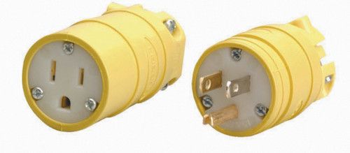 59900000 - 15A 125V NEMA 5-15P Dust Tight Straight Blade Plug Yellow TPE - Southwire