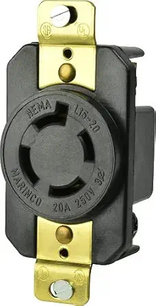 2016R - 20A 3-Phase 480V Marinco Receptacle 3P4W L16-20 Twist Lock Plug - Southwire