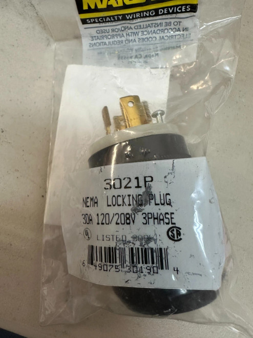 3021P - 30A 120/208V 4P5W Twist-Lock Locking Plug L21-30P - Marinco