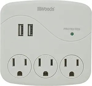 41029 - 3-Outlet Surge Protector with 2 USB-A Ports 2.4A 560J White - Southwire
