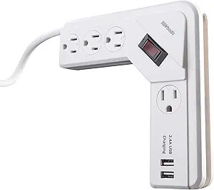 41379 - 4-Outlet USB Desktop Corner Surge Protector 490J 2.4A 4ft Cord - Southwire