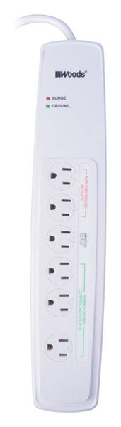 41704 - 6 Outlet Surge Protector 1500J 3ft - Woods