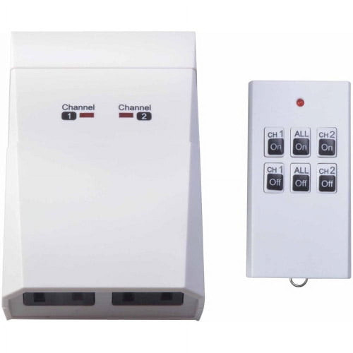 59780WD - 15-Amp Indoor Dual Outlet Wireless Remote Control Timer - Woods