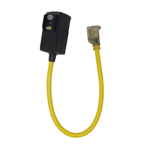 2877 - Yellow Jacket 12/3 2ft SJTW 15A GFCI Right Angle Single Outlet Lit End - Southwire