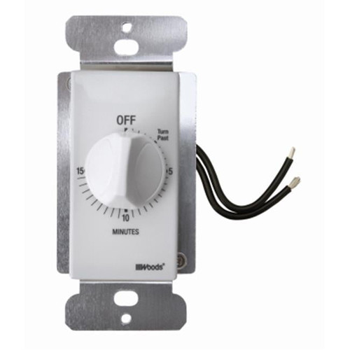 59711WD - 15-Minute In-Wall Spring Wound Countdown Timer Switch White 20A - Woods