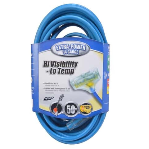 32688806 - 50 ft 14/3 SJTW Heavy Duty Outdoor Extension Cord 3 Outlets T-Shape Blue - Southwire