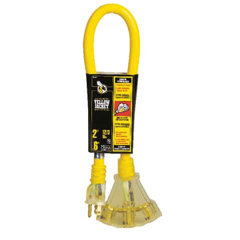 2882 - 2 ft 12/3 Yellow Jacket Triple Outlet Extension Cord 15A - Southwire