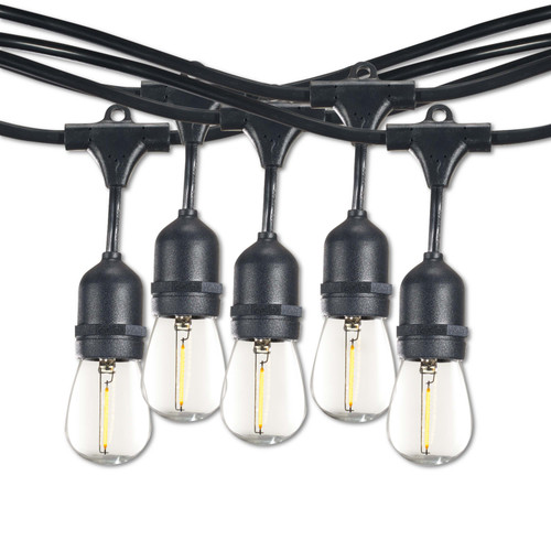 48' STRING LIGHT 15 SOCKETS KIT BLACK W/ LED 0.7W S14 CLEAR E26 LAMPS