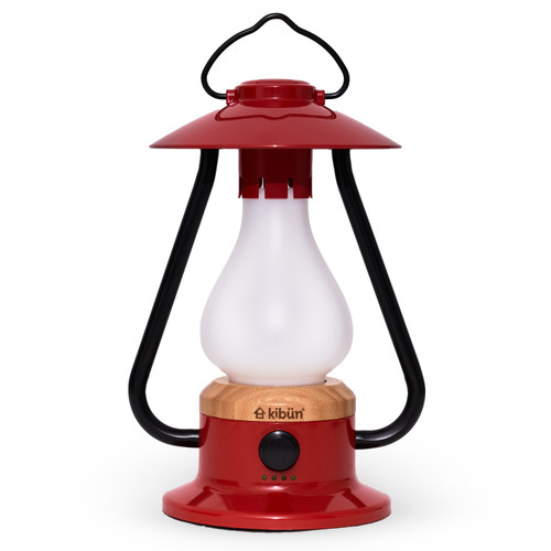 Bonfire Cordless LED Outdoor Table Lamp with Dimmer, Built-in Rechargeable Battery, 3-Level Brightness with Power Bank, Red