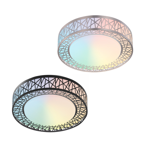 ASD-LOFT-FM-16D28SM-RGBW-NK - 16" 28W RGBW Smart LED Flushmount Nickel - ASD Lighting