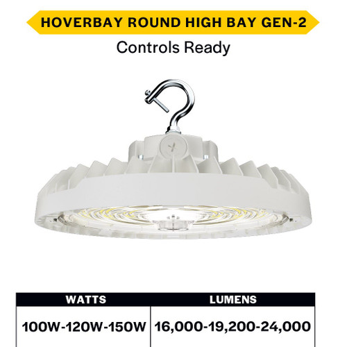 HRHB-2-LS-CS-U-WH - HoverBay Round LED High Bay Lumen & CCT Selectable - Halco