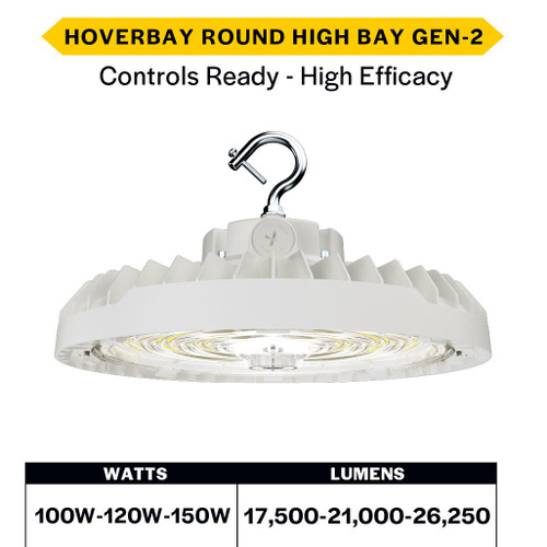 HRHB-2-LS-CS-U-HE-WH - HoverBay Round Highbay Lumen & CCT Selectable White - Halco