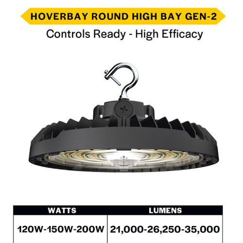 HRHB-3-LS-CS-U-HE-BL - HoverBay Round Highbay Selectable CCT & Wattage - Halco
