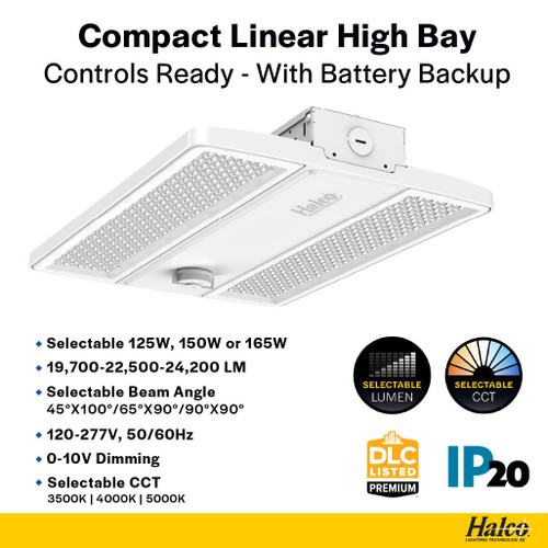 CLHB-2-LS-CS-U-EM - 125W LED Compact Linear Highbay Selectable CCT with EM - Halco