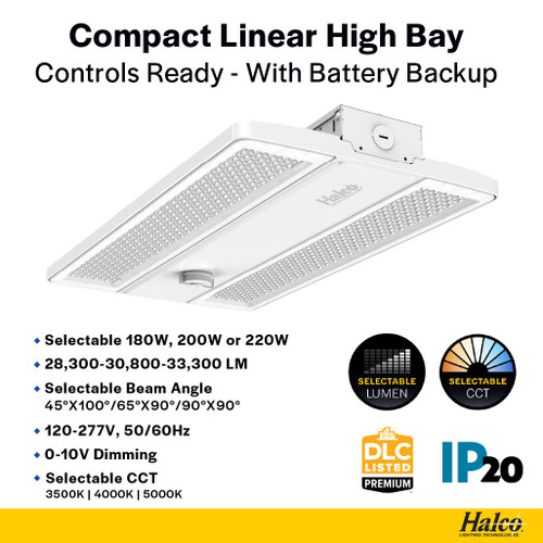 CLHB-3-LS-CS-U-EM - LED Compact Linear Highbay 180W EM Backup Selectable - Halco