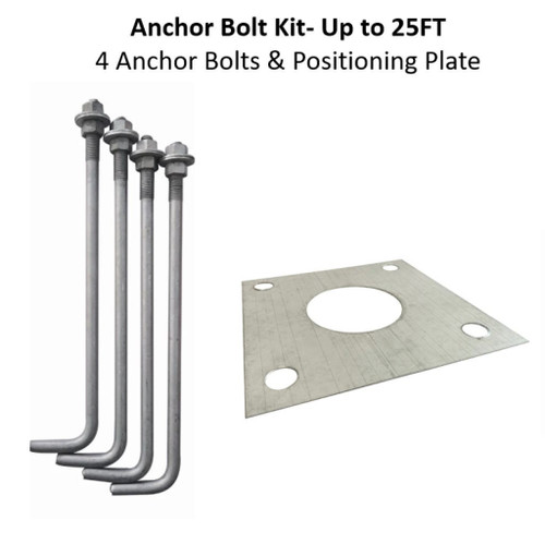 HAL-ABOLT-SQ-10-25FT-KIT - Anchor Bolts & Plate for 4in Square Pole 10-25FT - Halco