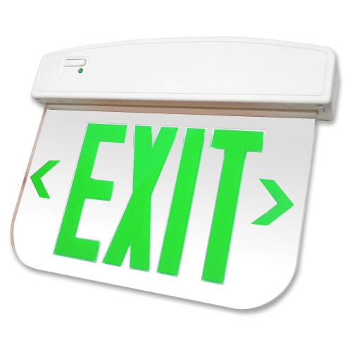 PLELRXTEU1GMA2C-120SPV - Edgelit Green Exit Sign Silver Single Face - Best Lighting