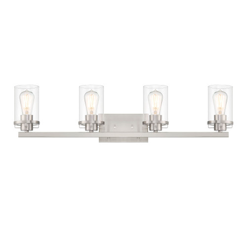 93304-BN - Jedrek 33.75" 4-Light Vanity Brushed Nickel Clear Glass - Designer Fountain