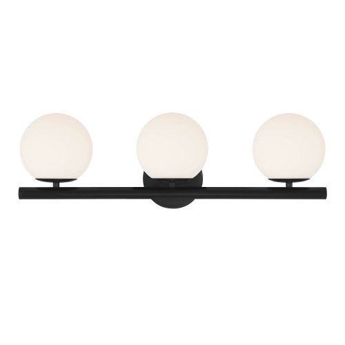 D252C-3B-MB - Crown Heights 25" 3-Light Matte Black Vanity Light - Designers Fountain