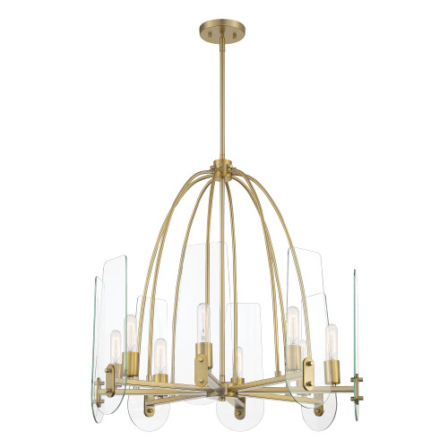 D256M-8CH-BG - Bergen Beach 28" 8-Light Brushed Gold Chandelier - Designers Fountain