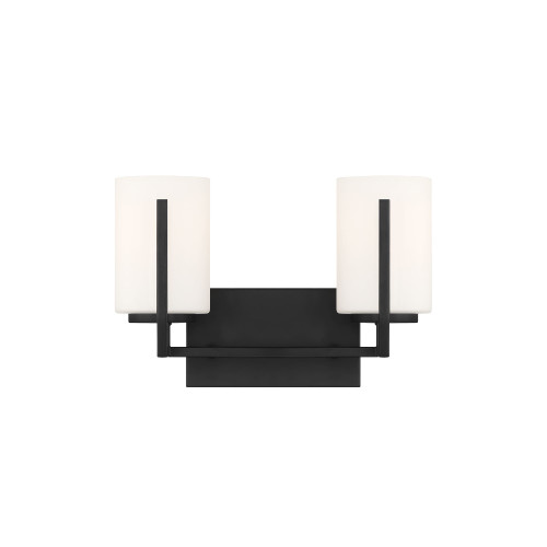 D258M-2B-MB - Cambria 13.5" 2-Light Matte Black Vanity Light - Designer Fountain