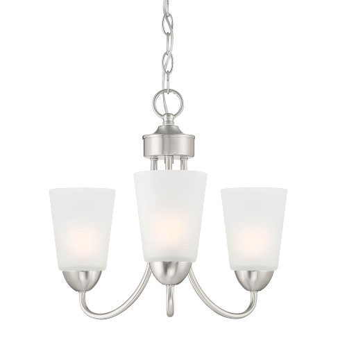 D267M-3CH-BN - 18 in 3-Light Chandelier Brushed Nickel - Designer Fountain