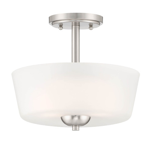 D267M-SF-BN - Malone 12" 2-Light Semi-Flush Brushed Nickel 60W - Designer Fountain