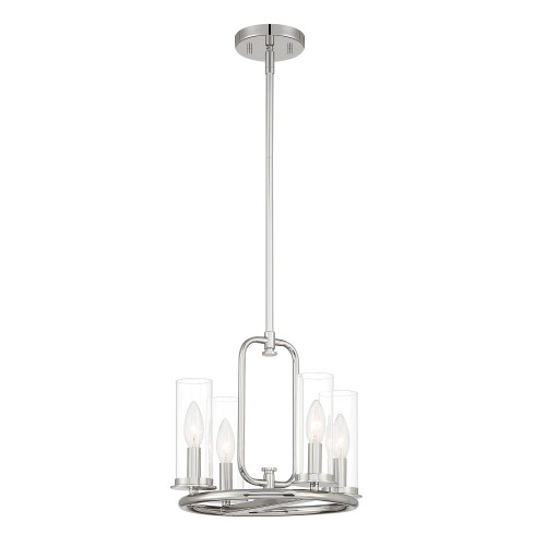 D268C-14P-PN - Hudson Heights 14" 4-Light Convertible Pendant Polished Nickel - Designers Fountain