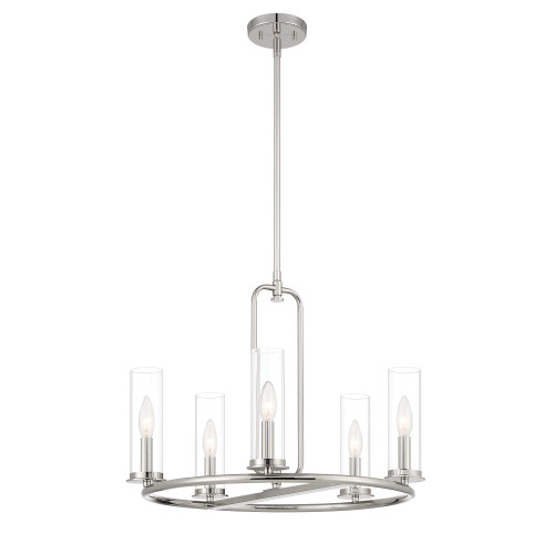 D268C-5CH-PN - 5-Light Hudson Heights Chandelier Polished Nickel - Designers Fountain