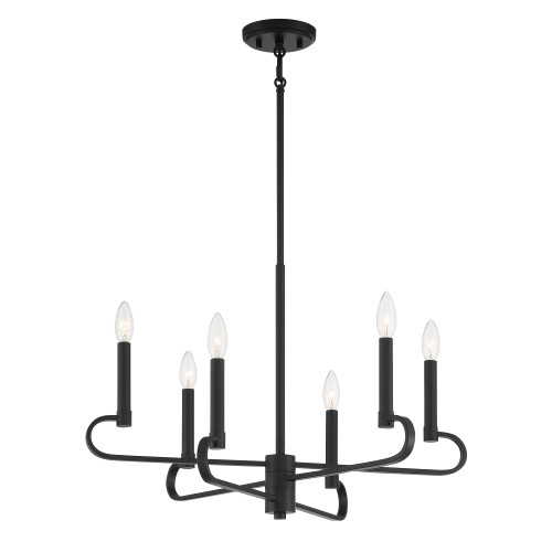 D269C-6CH-MB - 6-Light Matte Black Chandelier - Designer Fountain