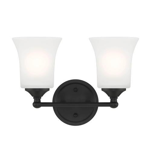 D278M-2B-MB - Bronson 13.25" 2-Light Matte Black Vanity with Frosted Glass - Designers Fountain
