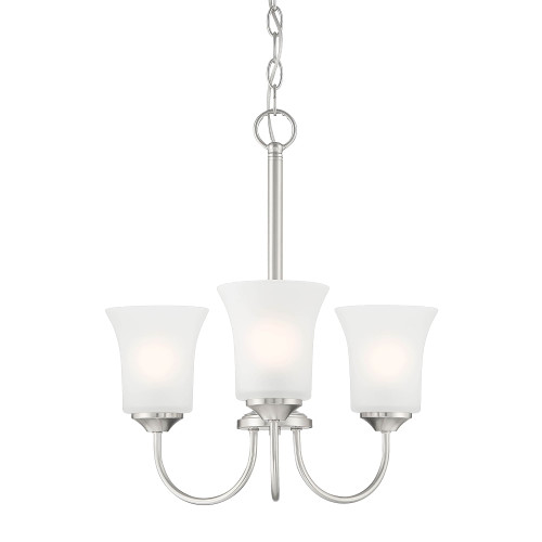 D278M-3CH-BN - Bronson 18" 3-Light Brushed Nickel Chandelier - Designers Fountain