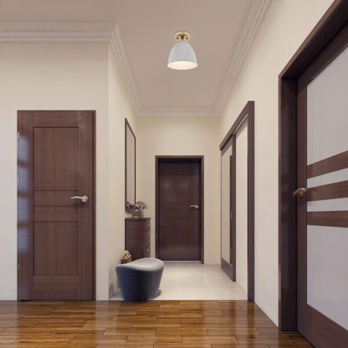 D287M-SF-BG - Biba 8.25" 1-Light Brushed Gold Semi-Flush Mount Ceiling Light - Designers Fountain