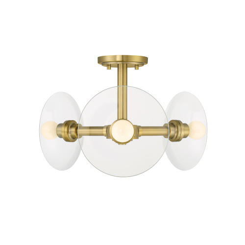D294C-SF-BG - Litto 14.75" 3-Light Brushed Gold Semi-Flush Mount - Designers Fountain
