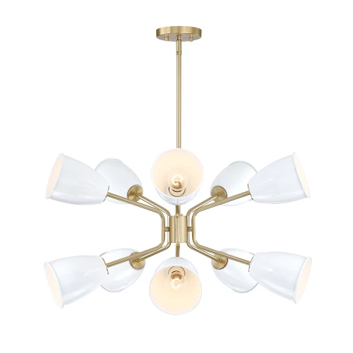 D300M-10CH-BG - Biba 28.5" 10-Light Brushed Gold Chandelier 60W 120V - Designers Fountain