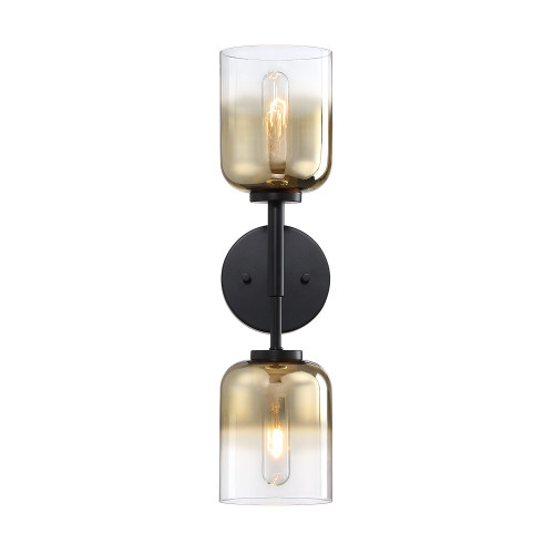D306M-2WS-MB - Gatsby 5.25" 2-Light Matte Black Wall Sconce Gold Ombre - Designers Fountain