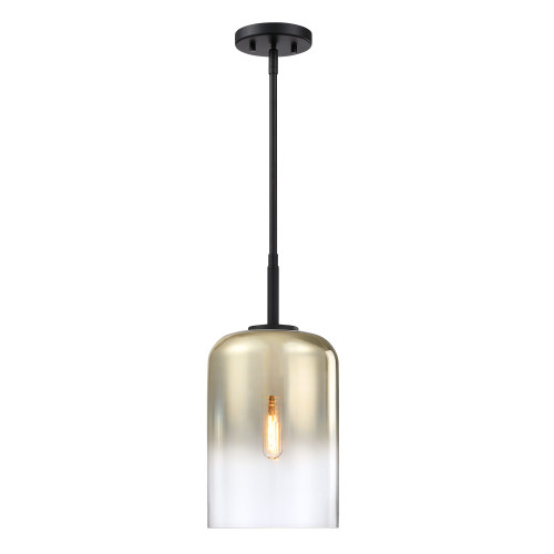 D306M-8P-MB - Gatsby 1-Light Matte Black Pendant with Gold Ombre Glass - Designers Fountain