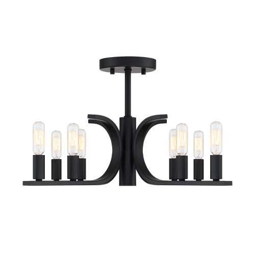 D314C-SF-MB - 22.75" 8-Light Matte Black Semi Flush Mount Ceiling Light - Designers Fountain