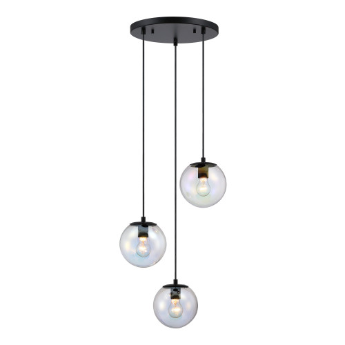 D354M-3CHA-MB - 17.75" 3-Light Matte Black Globe Chandelier - Designers Fountain